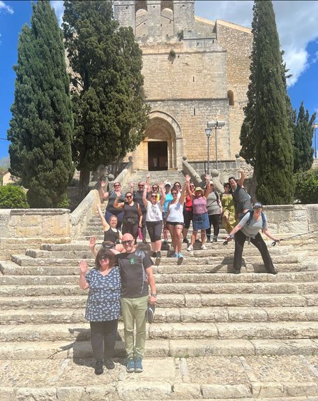 Wellness Retreat Group Photo Outside A Spanish Church